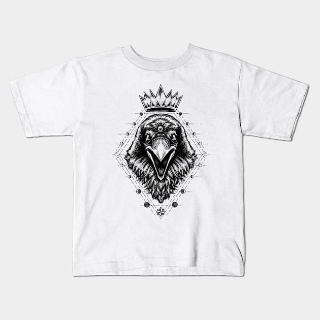 King Raven Kids T-Shirt by Andriu